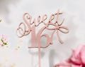 Sweet 16 Cake Topper with Bow – Elegant Party Decorations