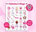 Valentine's Day Bingo, 60 Valentine's Day Bingo Cards for Kids, Valentines Bingo, Valentines Printable Game, Valentine's Party Game