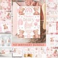 Beary First Birthday Bundle Girl Bear First Birthday Coquette Birthday Decor 1St Birthday Bundle Bear 1st Birthday Girl Bear Birthday Bundle