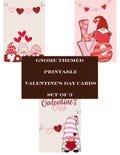 Valentine's Day Gnome Party Printables, 3 Cards, Cupcake Toppers,  Gift Tags