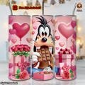 Dog Valentine's Day 20oz Skinny Tumbler Wrap Png, 20oz Tumbler Wraps, Cartoon Character, Pink Heart Png, Flower Png, Digital File
