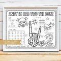 Bad Two the Bone Birthday Party Activity Sheet | Bad Two the Bone Party Favor | Tattoo Party Coloring Sheet | Big TWO Theme Party Activity