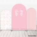 Pink Bows Florals Arch Photo Backdrop Baby Shower Girl Bow Bear Hot Air Balloon Chiara Cover Fabric Backdrop Cover