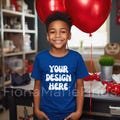 Valentines Day Gildan 5000B Youth Kids Royal Tshirt Mock-Ups Bundle, Valentines Day Royal T-shirt Mockup Gildan Kids Tee POD Digital JPG