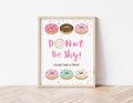 Donut Be Shy Please Take a Treat Sign, Pink Donut Sprinkle Baby Shower Favor Table Sign, 2 Sizes, INSTANT DOWNLOAD, DOP