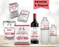 TWO Fast Race Car Fast ONE Racing Car Vintage Retro Red Racecar  Chip bag, Water Bottle, Juice Pouch Tic Tac Wine Champagne Labels RA06
