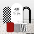 Racing Car Two Fast Arch Backdrop Cover Fast One Birthday Party Photo Background Race Car Track Chiara Cylinder Fabric Cover