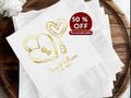 Custom Foil Stamped Valentines Day Napkins, Romantic Gifts for Couples, Love Bird Napkins, Wedding and Engagement Decor, Anniversary Napkins
