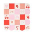 Valentine Check Scallop Cocktail Napkin, 18 ct | Valentine Napkins, Galentine's Day Party, Heart Paper Napkins, Valentines Day Party