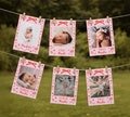 Sweetheart Girl First Birthday Photo Banner - Birthday Banner for February Birthday - Girl 1st Birthday Decorations - Coquette Pink and Red
