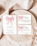 Pink Bow Baby Shower Invitation Template, Pastel Pink Baby Shower Invite, Girl Baby Shower, Pink Coquette Bow, Baby Shower Bundle, B1