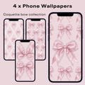 4 x Coquette Bow Wallpaper, Pink Preppy Phone Background, Girly Aesthetic IPhone Wallpaper, Coquette Aesthetic for phone