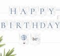 Happy Birthday Banner Printable Travel themed Birthday Hot Air Balloon Boy First Birthday Blue Adventure Awaits Instant Download 0017a
