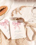 Pink Bow Baby Shower Invitation Template, Pastel Pink Baby Shower Invite, Girl Baby Shower, Pink Coquette Bow, Baby Shower Bundle, B1