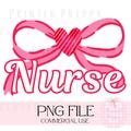 NURSE Bow with Heart PNG – Pink and Red Coquette Aesthetic Digital Download