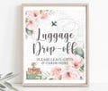 Luggage Drop off sign Bridal Shower Traveling from Miss to Mrs Adventure Awaits Bachelorette Vintage Map Baby Shower Couple's Shower PLN2