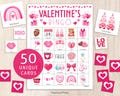 Valentine's Bingo Cards - 50 Unique Valentine's Day Printable Bingo Cards, Valentine Party Game, Family & Classroom Fun