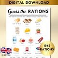 79th Birthday UK Rations Match Game, Born in 1945 Printable, British, Guess The Price Fun Party Game for 79th Birthday Celebrations