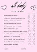 True or False Baby Shower Game, Baby Shower, Modern baby shower game, Pink Baby shower, It's A Girl, Ice Breakers, Gender Reveal