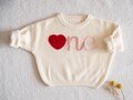 Valentine Theme Hand Embroidered Sweater, First Birthday Custom Baby 1st Birthday Sweater, Personalized Boy and Girl Birthday Outfit