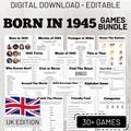 79th Birthday Party Games Bundle, UK Edition,  Born in 1945 Trivia, Fun Printable Games for Adults, Instant Download