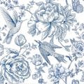 decoupage napkins, hummingbird butterfly paper napkins, 3 individual blue and white floral cocktail size napkins for decoupage scrapbook