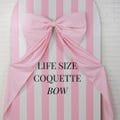 lifesize bow tying the knot engagement party oversize pink bow photo backdrop tying the knot shower decor coquette bow theme party backdrop