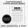Vision Board Bingo Template | New Years Goals Idea | New Year Resolution Board | Vision Board Printable | New Years Activity Printable