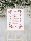Strawberry Birthday Welcome Sign, Berry 1st Birthday Party Welcome Poster Template, Printable Girl First Birthday Decorations B379