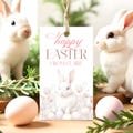 Floral Easter Bunny Gift Tag Template Printable Elegant Easter Flowers Favor Tags Editable Easter Egg Bunny Tag Instant Download E2