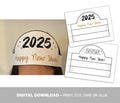 New Years Crown 2025 printable - kids new years craft - paper hats party decor - countdown crown - digital - color & coloring craft  2 sizes
