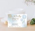Greenery Boy Balloons RSVP Card, Oh Boy Respond Baby Shower, Two Balloons Blue Baby Shower RSVP Template Watercolor Gold Glitter