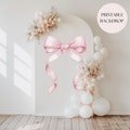 Pink Bow Arch Background Coquette Aesthetic Balloon Arch Backdrop Pink Bow 1st Birthday Girl Photo Backdrop Bow Theme First Birthday Sign