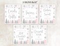 Pink Snowflakes Sign Set Winter Birthday Party Sign Bundle Table Decor Winter Wonderland Pink Silver Snowflakes Birthday Party Signs 0187