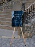 Editable Shades of Blue Birthday Welcome Sign, Blue and Gold Birthday Entrance Sign, Printable Instant Download