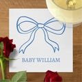 Personalized Baby Bow Ribbon Shower White Beverage Cocktail Napkins Baby Boy in Light Blue