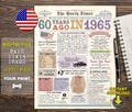 60th birthday gift for men or women, 1965 newspaper poster, 1965 birthday poster, Back in 1965 print, 60th birthday sign DIGITAL DOWNLOAD