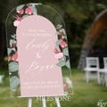 Fuchsias Wedding Welcome Sign, Together We Bloom Forever Intertwined Wedding Signage, Custom Floral Wedding Entrance Sign With Couple Name