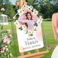 White Lily Bridal Shower Sign With Photo For Bridal Shower Decorations, Custom Floral Bridal Shower Welcome Sign With Picture