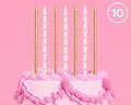 xo, Fetti Gold Glitter Star Cake Candles, Tall Thin - 10 Pcs | Birthday Party Supplies, Bachelorette Cake Decor, Sparkle Cupcake Topper