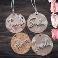 Personalized  wood Valentine's day Tags | Custom 3D Acrylic letters name Wooden gift Tag-  Custom Valentine's Day Basket Tag.