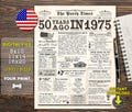 Back in 1975 poster, 50th birthday gift, The Year 1975 poster, Born in 1975, 50th anniversary gift, 50th Birthday Poster INSTANT DOWNLOAD