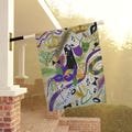Mardi Gras house party flag with my art. Fleur de lis New Orleans Mardi Gras garden or yard flag. 2 sided print.