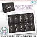 Beverage Station Labels, Mini Menu Bar Signs, Beer Wine Cider, PRINTABLE 8.5x11” Sheet of Ten 2"x3.5" Chalkboard Style Drink Labels <ID>