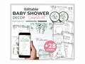Editable Greenery Baby Shower Decor Bundle 20+ Items Complete Shower Set for Printable BabyShower Decor in Leafy and Sage Green Theme
