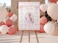 Pink Bow Little Sweetheart Birthday Milestone Poster Sweetheart Birthday Milestone Board Coquette Milestone Sign Valentines Day 1st Birthday