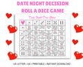 Date Night Roll A Dice Game, Printable Dice Roll game to solve your date night dilemmas, Valentine's Day idea, Anniversary or Birthday Gift