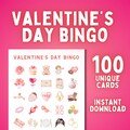 Valentine’s Day Bingo Game - Printable Bingo Game - 100 Unique Cards