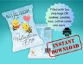 Printable Bee Friend Valentine Candy Wrappers| Cute Chip Bag | Party Favor Editable Template| Classroom Valentine's Treat| Instant Download