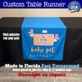 Custom Brand Logo Table Runner for Pop Up Shop Display, Personalized Tablecloth Runners Logo for Tradeshow Business Vendor Display Show